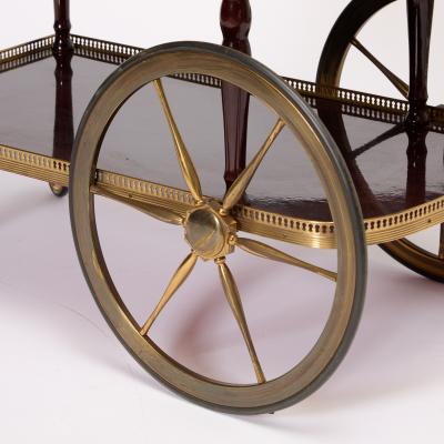 Mid Century Mahogany Wood Brass German Serving Bar Cart Tea Trolley 1960s