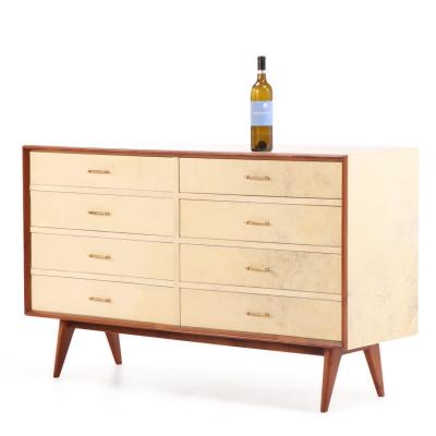 Mid Century Mahogany and Parchment Commode C 1950