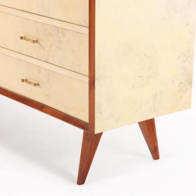 Mid Century Mahogany and Parchment Commode C 1950