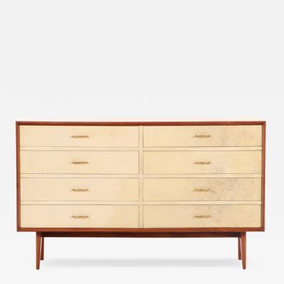 Mid Century Mahogany and Parchment Commode C 1950