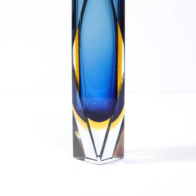 Mid Century Mandruzzato Faceted Murano Glass Vase in Citrine and Smoked Cerulean