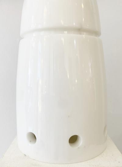 Mid Century Marble Table Lamp in White
