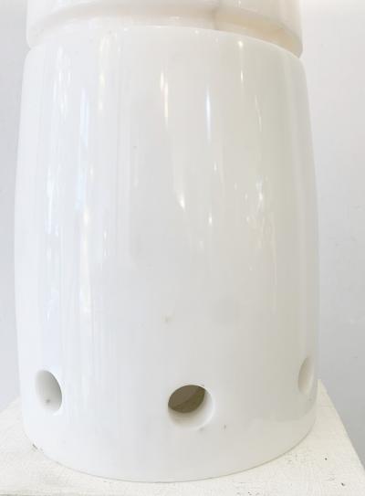 Mid Century Marble Table Lamp in White