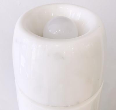 Mid Century Marble Table Lamp in White