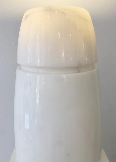 Mid Century Marble Table Lamp in White