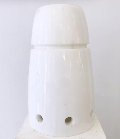 Mid Century Marble Table Lamp in White