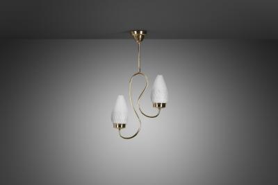 Mid Century Metal and Opal Glass Ceiling Lamp Europe 1950s
