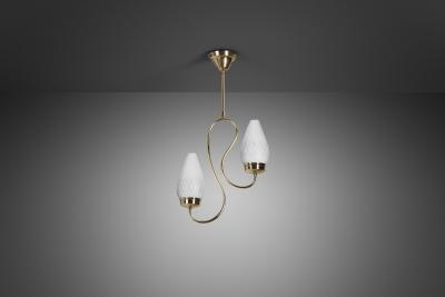 Mid Century Metal and Opal Glass Ceiling Lamp Europe 1950s