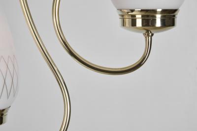 Mid Century Metal and Opal Glass Ceiling Lamp Europe 1950s