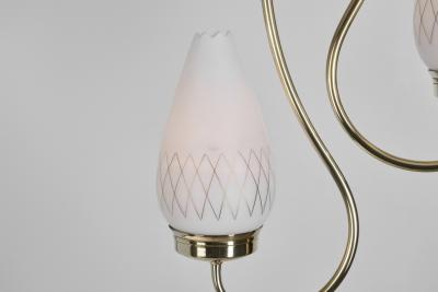 Mid Century Metal and Opal Glass Ceiling Lamp Europe 1950s
