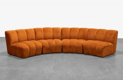 Mid Century Modern 4 Piece Channeled Sectional Sofa