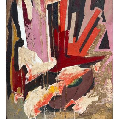 Mid Century Modern Abstract Art Oil Painting