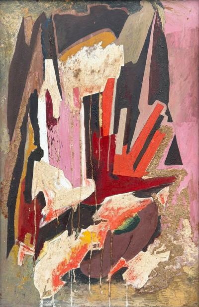 Mid Century Modern Abstract Art Oil Painting