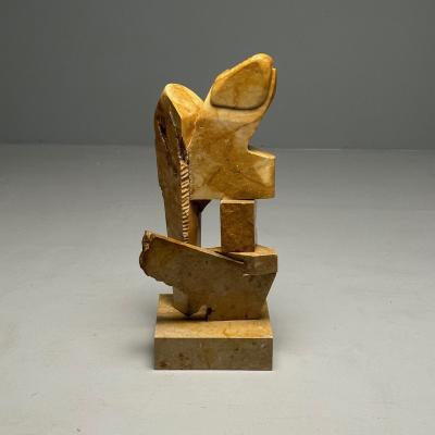 Mid Century Modern Abstract Marble Sculpture Statue Signed and Dated 1983