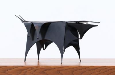 Mid Century Modern Abstract Metal Bull Sculpture