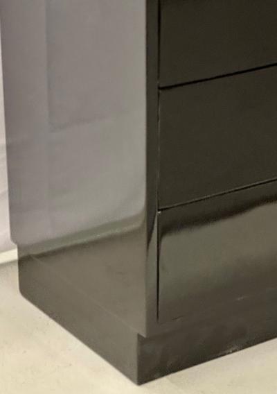 Mid Century Modern American Designer Black Lacquer Cabinets Nightstands Brass