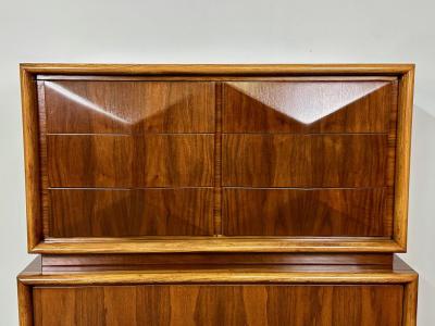 Mid Century Modern American Designer Sculptural High Boy Dresser Chest Walnut