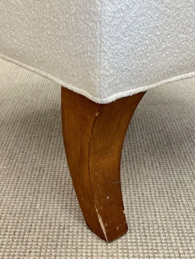 Mid Century Modern American Designer Tufted Ottomans Stools Walnut Boucl 