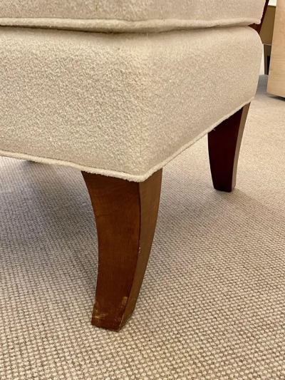 Mid Century Modern American Designer Tufted Ottomans Stools Walnut Boucl 