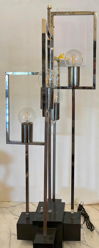 Mid Century Modern Architectural Chrome 4 Light Chrome Table Lamp