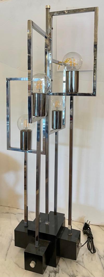 Mid Century Modern Architectural Chrome 4 Light Chrome Table Lamp