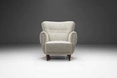 Mid Century Modern Armchair Upholstered in Boucl Fabric Europe 20th Century
