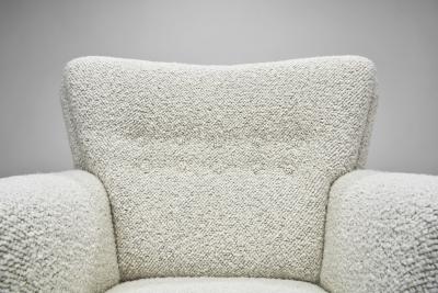 Mid Century Modern Armchair Upholstered in Boucl Fabric Europe 20th Century