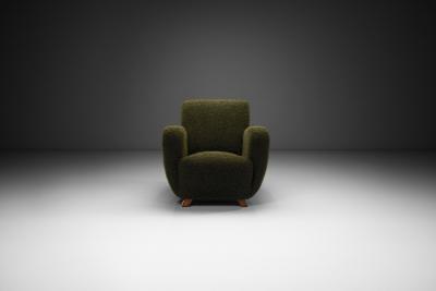 Mid Century Modern Armchair in Dark Green Upholstery Europe 1940s