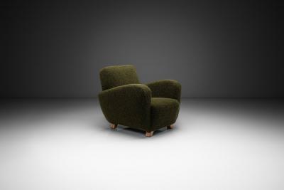 Mid Century Modern Armchair in Dark Green Upholstery Europe 1940s