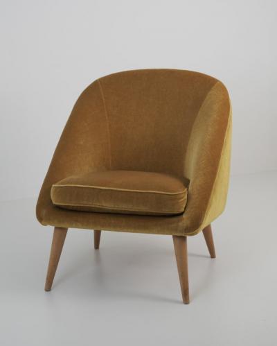 Mid Century Modern Armchair in Mustard Yellow Jean Royere Style Finland 1950s