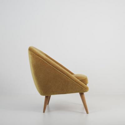 Mid Century Modern Armchair in Mustard Yellow Jean Royere Style Finland 1950s