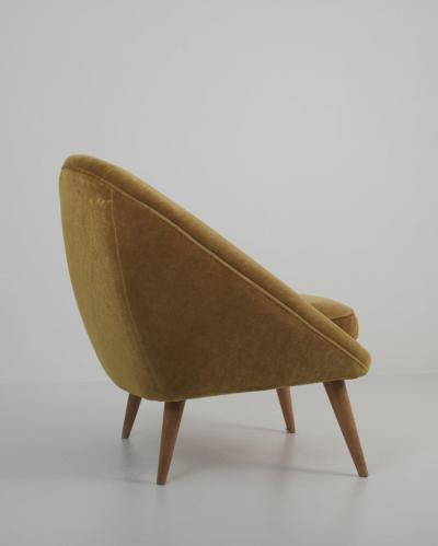 Mid Century Modern Armchair in Mustard Yellow Jean Royere Style Finland 1950s