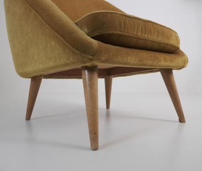 Mid Century Modern Armchair in Mustard Yellow Jean Royere Style Finland 1950s