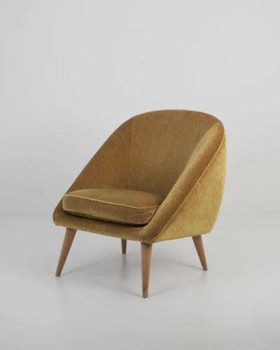 Mid Century Modern Armchair in Mustard Yellow Jean Royere Style Finland 1950s