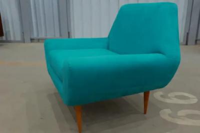 Mid Century Modern Armchairs in Hardwood and Fabric Unknown c 1960