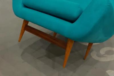Mid Century Modern Armchairs in Hardwood and Fabric Unknown c 1960