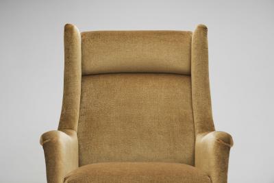 Mid Century Modern Armchairs in Velvet with Black Steel Frames Italy 1960s
