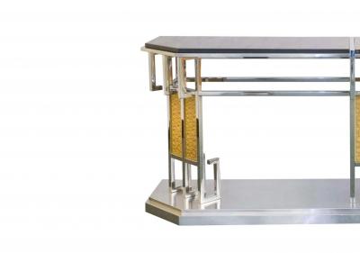 Mid Century Modern Art Deco Style Brass Chrome Sideboard Credenzas