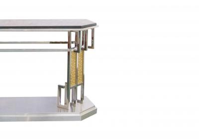 Mid Century Modern Art Deco Style Brass Chrome Sideboard Credenzas