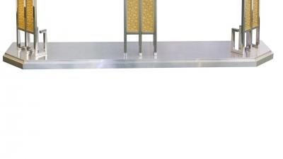 Mid Century Modern Art Deco Style Brass Chrome Sideboard Credenzas