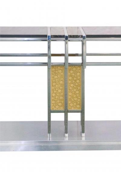 Mid Century Modern Art Deco Style Brass Chrome Sideboard Credenzas