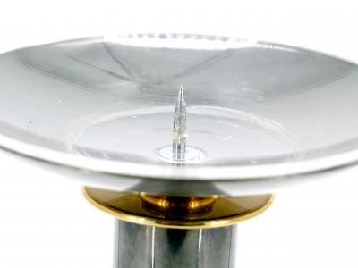 Mid Century Modern Art Deco Style Gunmetal Brass Candlestick by Karl Springer