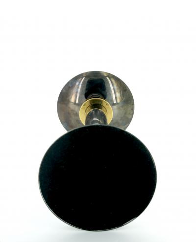 Mid Century Modern Art Deco Style Gunmetal Brass Candlestick by Karl Springer