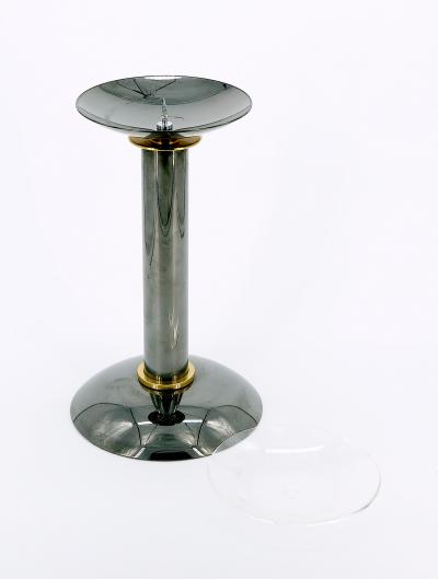 Mid Century Modern Art Deco Style Gunmetal Brass Candlestick by Karl Springer