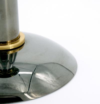 Mid Century Modern Art Deco Style Gunmetal Brass Candlestick by Karl Springer