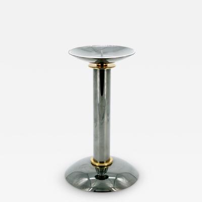 Mid Century Modern Art Deco Style Gunmetal Brass Candlestick by Karl Springer