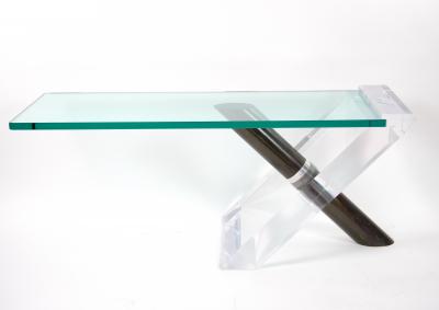 Mid Century Modern Art Deco Style Lucite Glass Lipstick Coffee Table