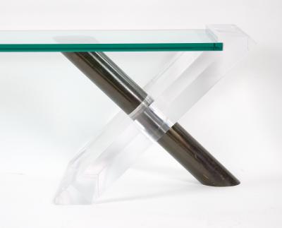 Mid Century Modern Art Deco Style Lucite Glass Lipstick Coffee Table