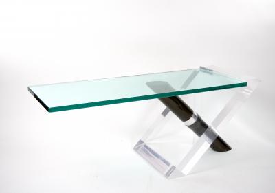 Mid Century Modern Art Deco Style Lucite Glass Lipstick Coffee Table