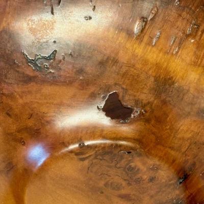 Mid Century Modern Artisan Studio Made Bowl Vessel Cherry Burl Signed